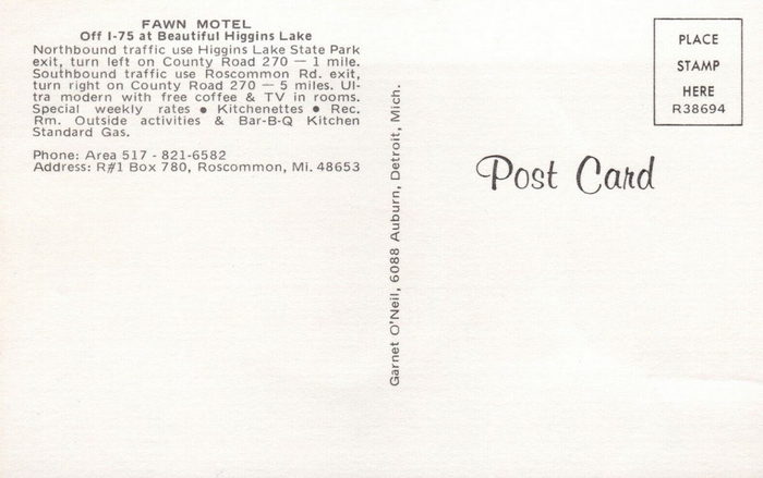 Fawn Motel - Postcard Back